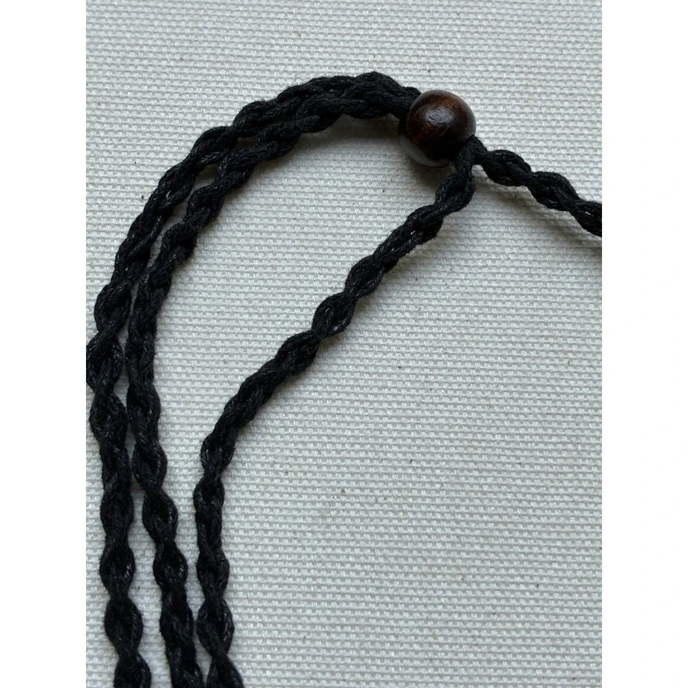 Natural Green Tumbled Stone Macrame Adjustable Cord Necklace Crystal Healing